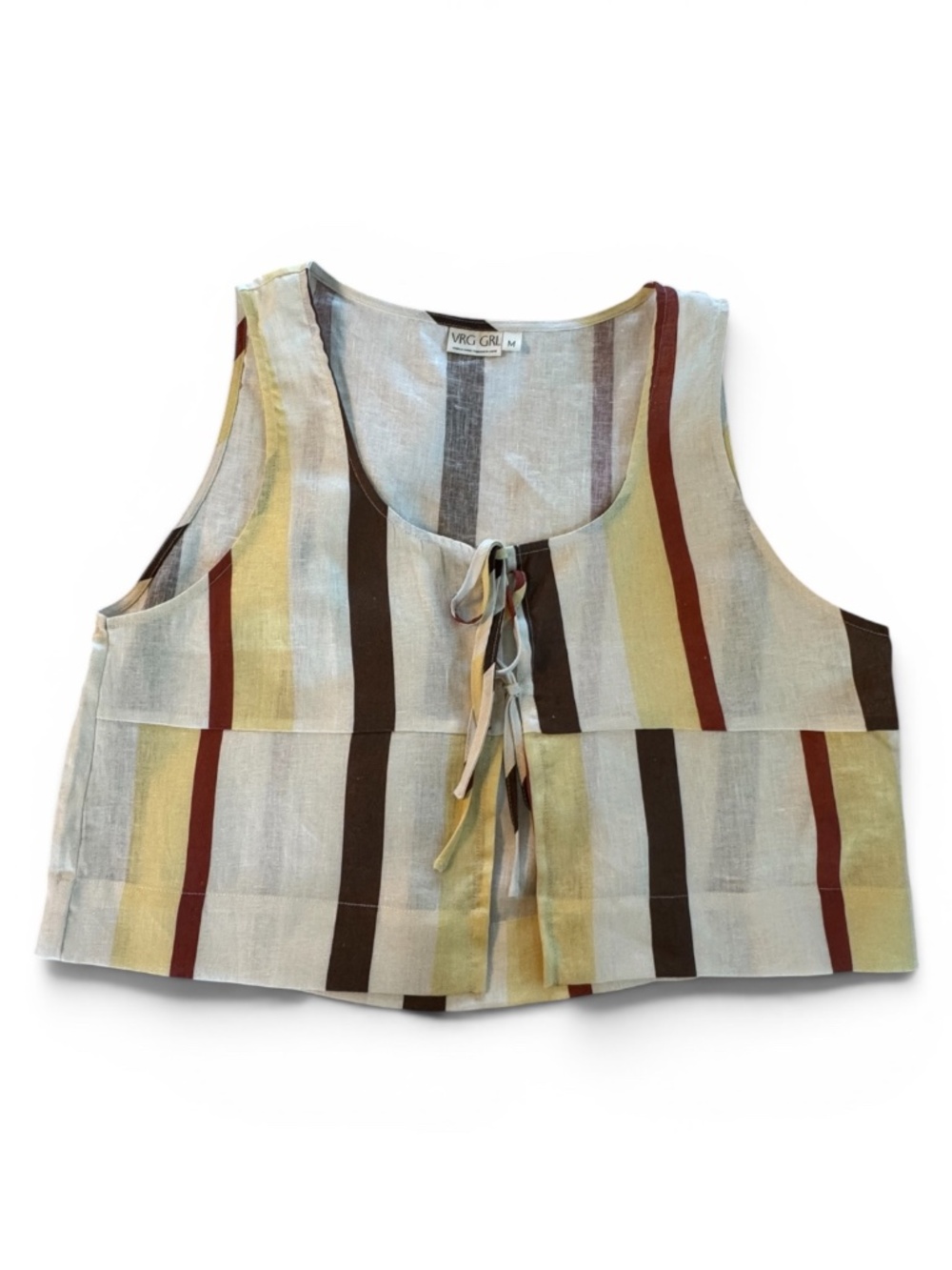 VRG GRL Striped Linen Top. Size Medium.